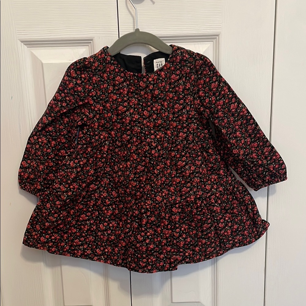 Gap Black Dress with Red Floral Pattern